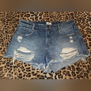 RVCA Blue Distressed Jean Shorts